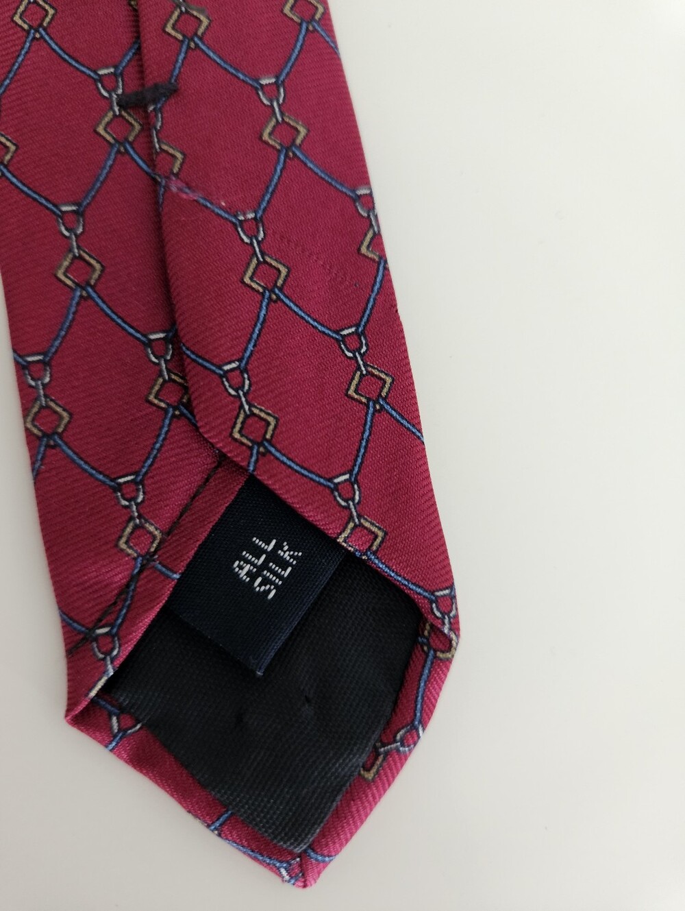 BROOKS BROTHERS Silk Red Geometric Chain Link Lattice Equestrian Tie | SZ 60" - Picture 8 of 8